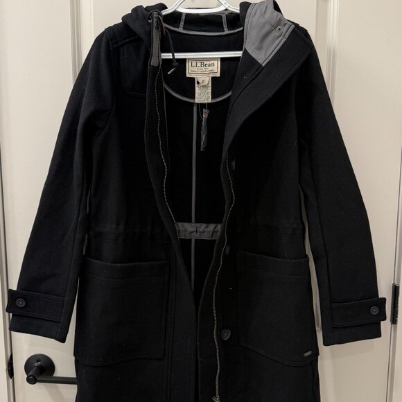 NWT LL Bean West End Wool Coat Women's Small Black Warm for Winter & Holidays - Picture 1 of 10